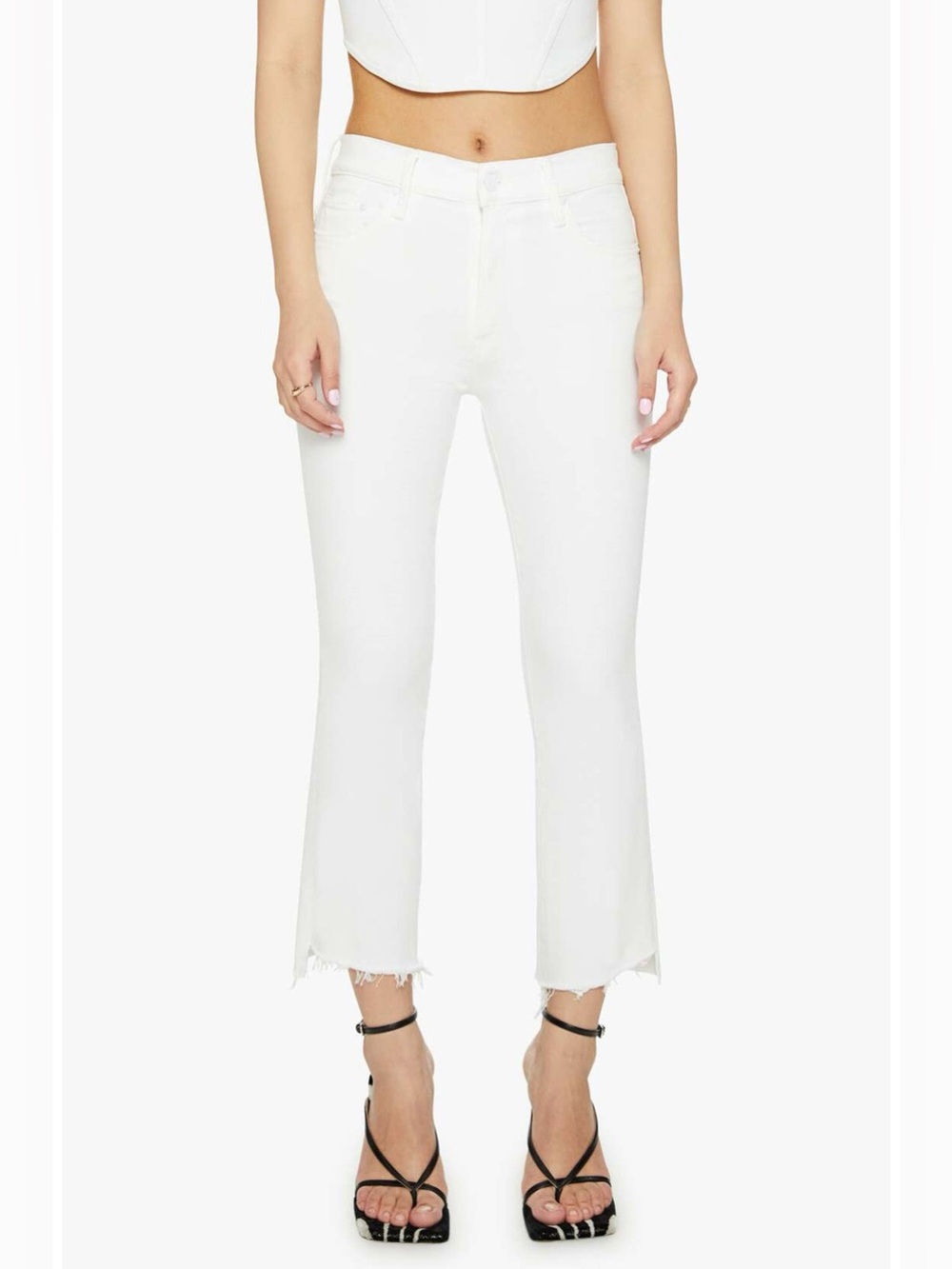 MOTHER Lil' Insider Fray Step Hem Crop Bootcut Jeans in Fairest Of Them All
